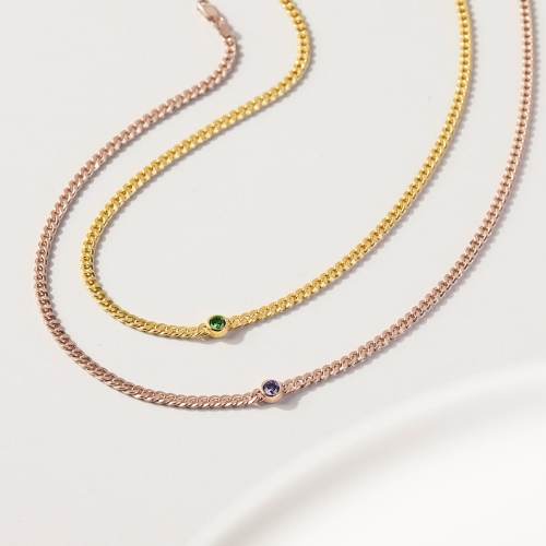 Curb Chain Necklace With Birthstone