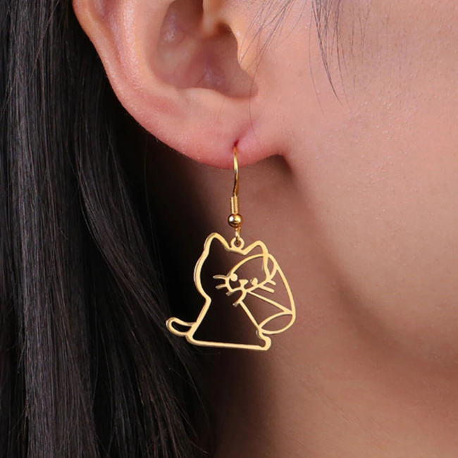 Drinking Cat Earrings