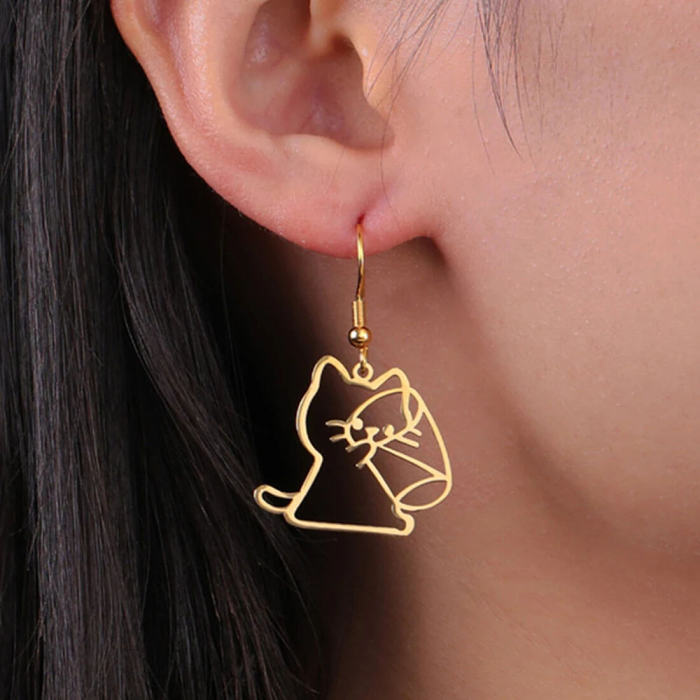 Drinking Cat Earrings