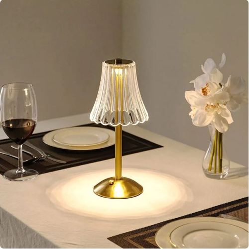Floral Glass Cordless Table Lamp