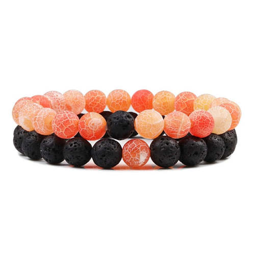 Weathered Carnelian And Lava Stones Bracelets