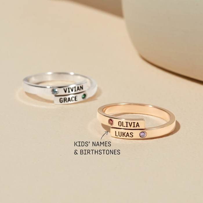 Wrap Ring With Names and Birthstones