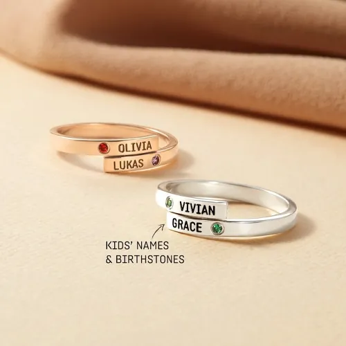 Wrap Ring With Names and Birthstones