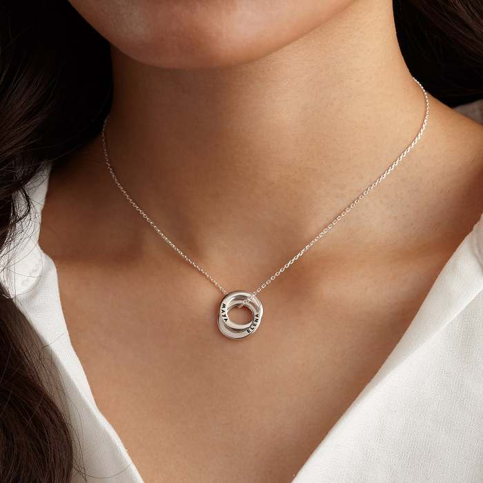Mom Necklace Children Names 2 Rings