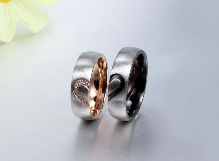 Heart Engraved Promise Rings for Couples