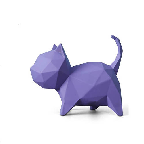 Geometric Playful Cat Figurine