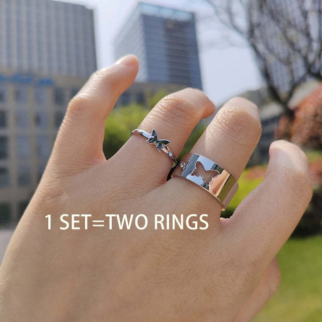 Adjustable Butterfly Ring For Couple