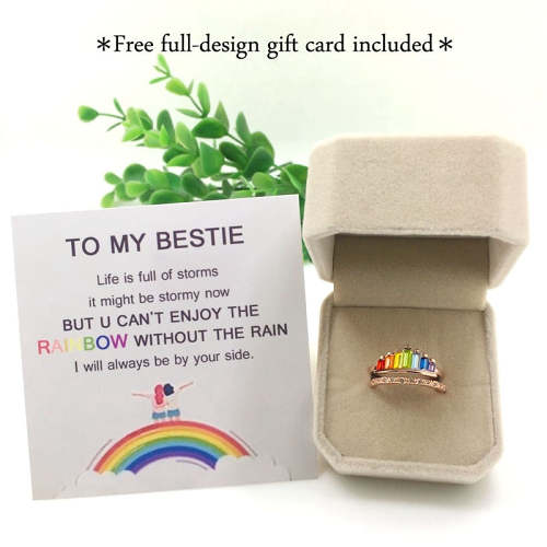 Best Friend Rainbow Crown Ring With Card