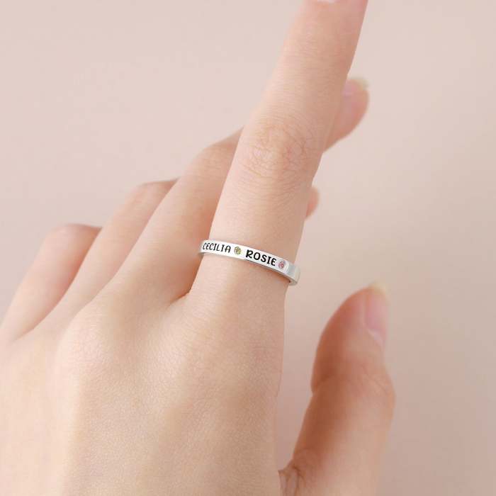 Kids Names Ring With Birthstones