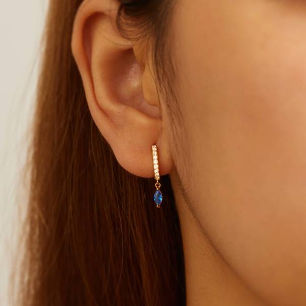 Birthstone Huggie Earrings - CZ Hoops