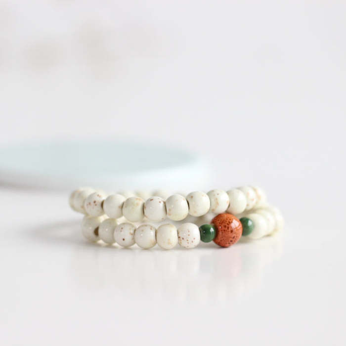 White Ceramic Beads Couple Bracelet