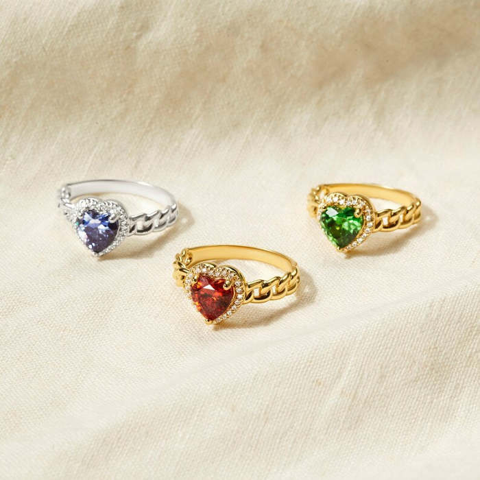Birthstone Heart Ring