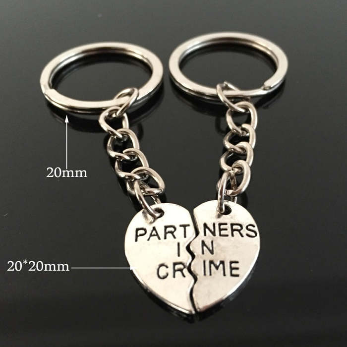 PARTNERS IN CRIME Engraved Key Chain for Best Friend [Set of 2]