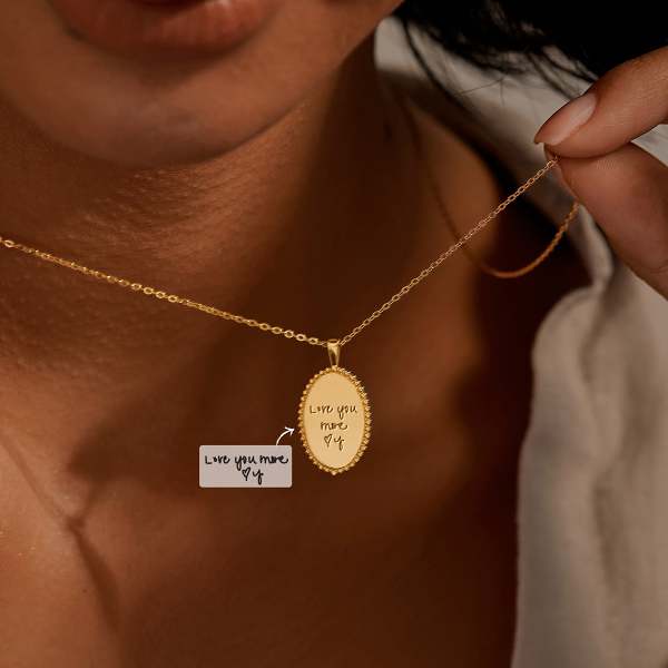 Oval handwriting necklace