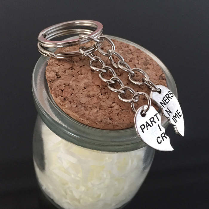 PARTNERS IN CRIME Engraved Key Chain for Best Friend [Set of 2]