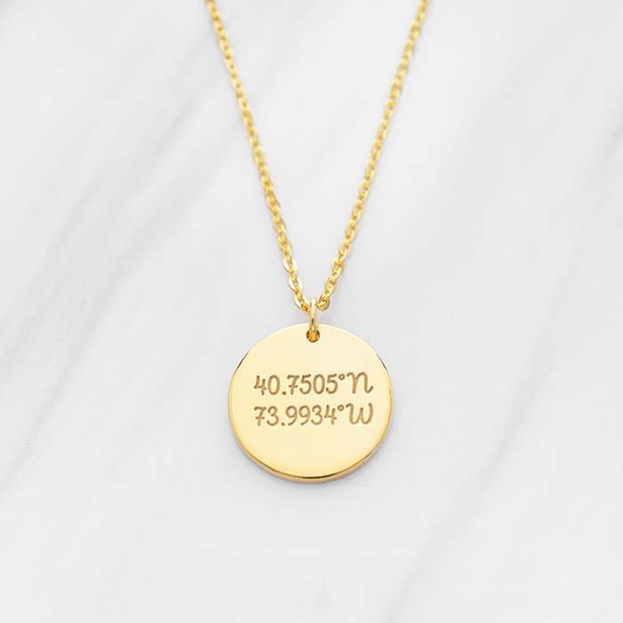 Coordinates Necklace Disc Pendant