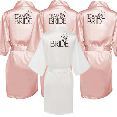 Chic Team Bride Satin Robes For Bridal Party