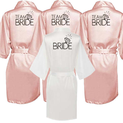 Chic Team Bride Satin Robes For Bridal Party