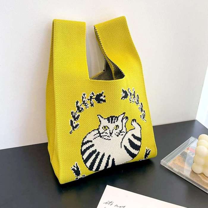 Cat Lover Knitted Bag