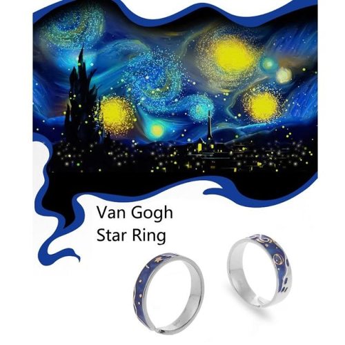 Van Gogh Starry Sky Open Rings