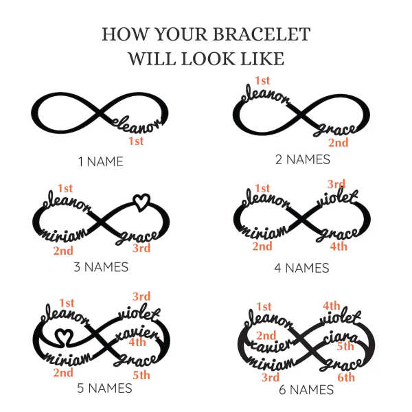 Infinity Name Bracelet For Mom - Leather Cord