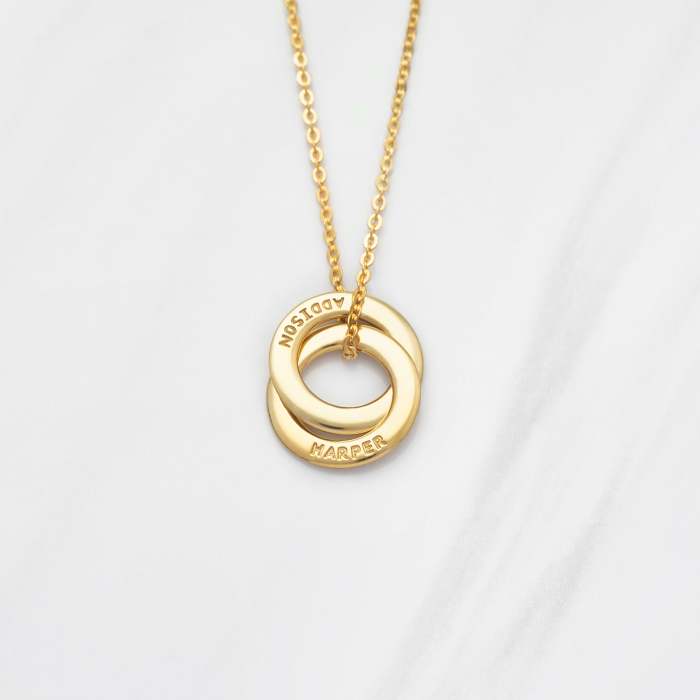 Mom Necklace Children Names 2 Rings