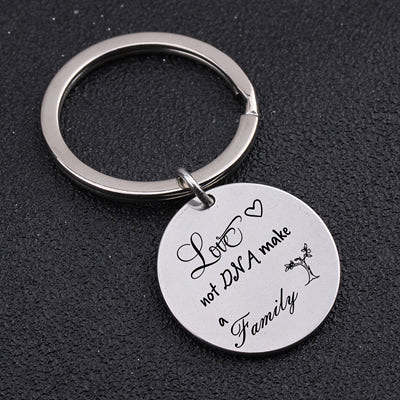 LOVE MAKES A FAMILY Engraved Key Chain for Step Parents