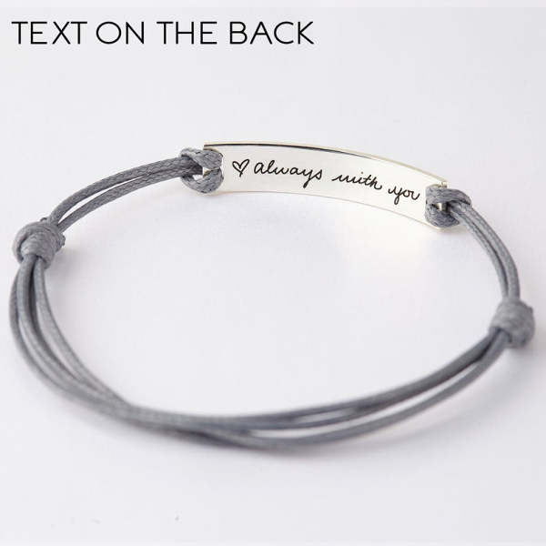 Leather Handwriting Bracelet - Bar