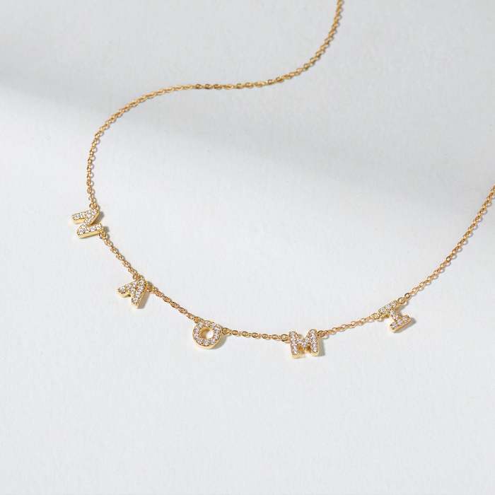 CZ Spaced Letters Necklace