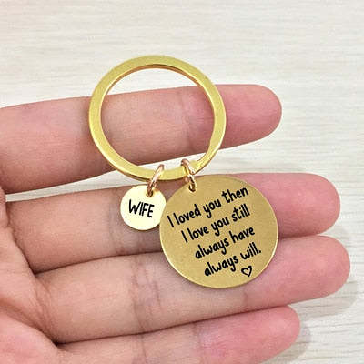 I LOVE YOU ALWAYS Engraved Key Chain for Couples