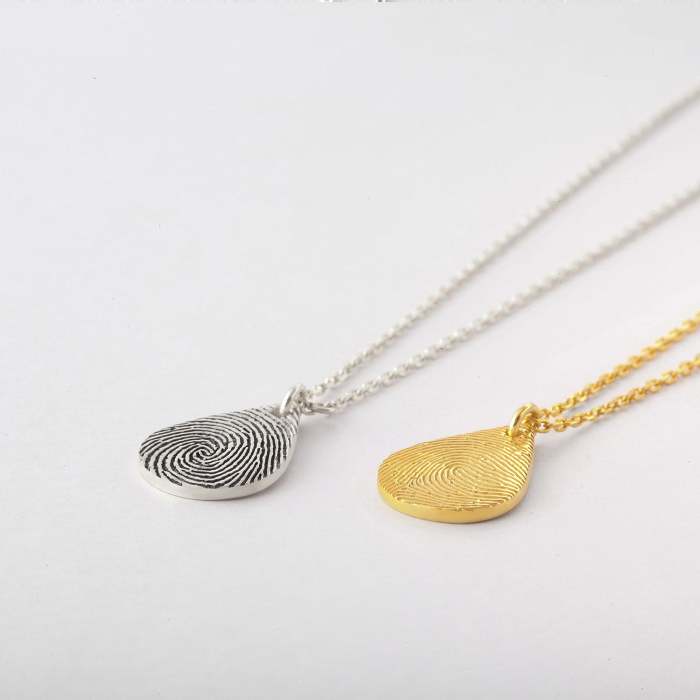 Tear Drop Fingerprint Necklace