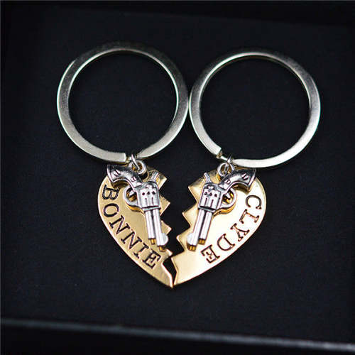 BONNIE and CLYDE Couple Key Rings