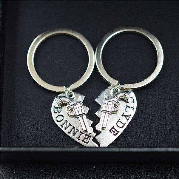 BONNIE and CLYDE Couple Key Rings