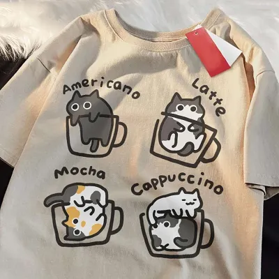 Adorable Cat Coffee T-Shirt
