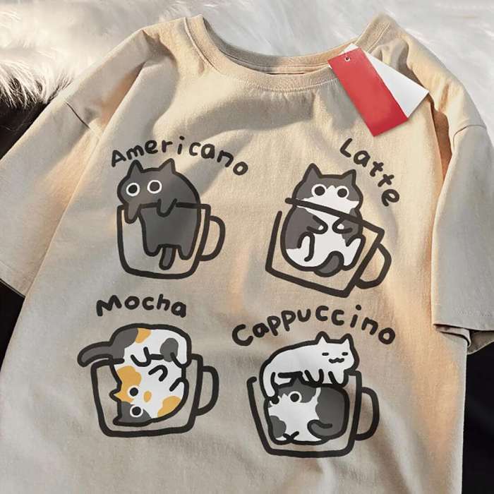 Adorable Cat Coffee T-Shirt