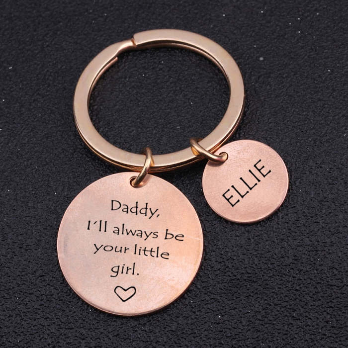 Custom Name Engraved Keychains For Dad From Daughter