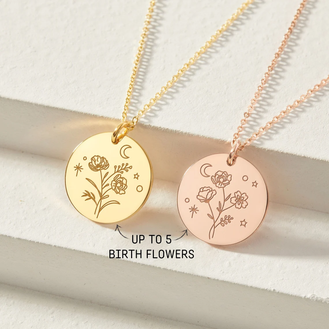 Mom Necklace With Birth Month Flower