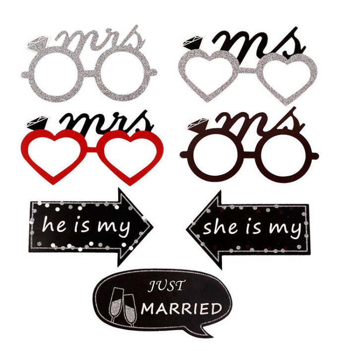 Wedding Photo Booth Props - 54 Pcs