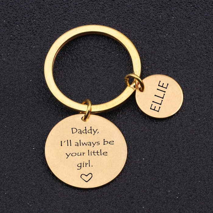 Custom Name Engraved Keychains For Dad From Daughter