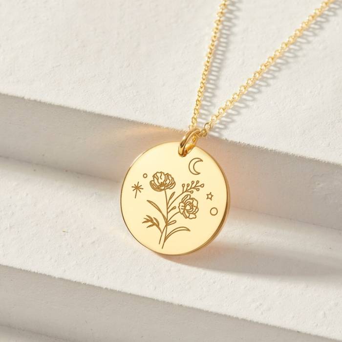 Mom Necklace With Birth Month Flower