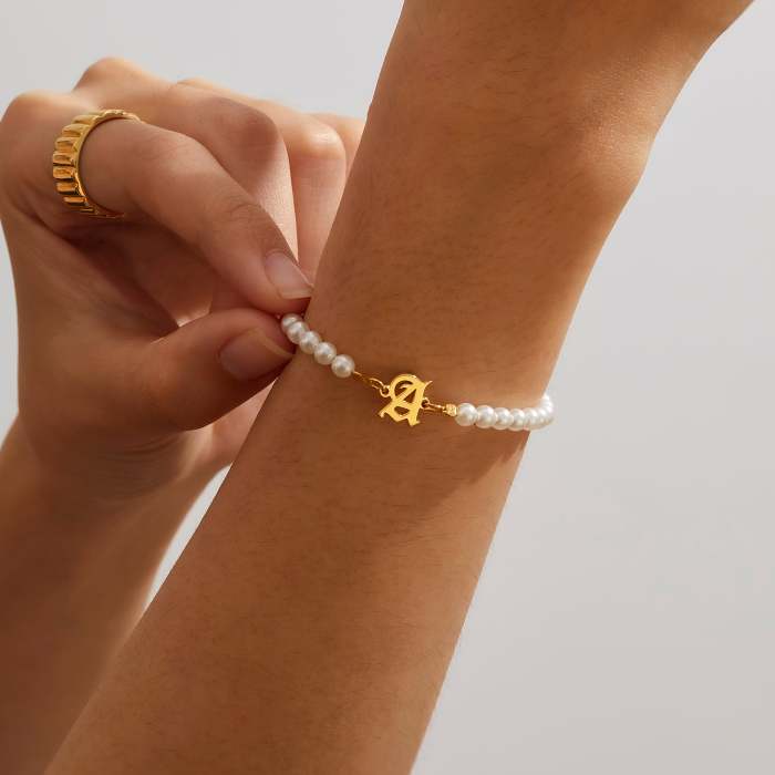 Custom Initial Pearl Bracelet