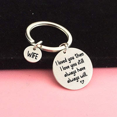 I LOVE YOU ALWAYS Engraved Key Chain for Couples