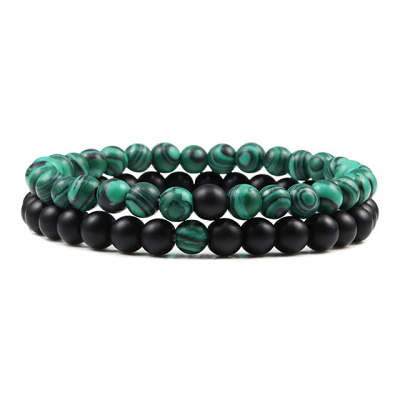 Malachite Green And Black Bracelet Set