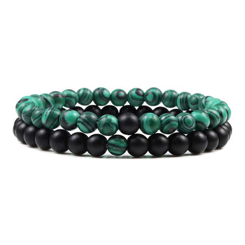 Malachite Green And Black Bracelet Set