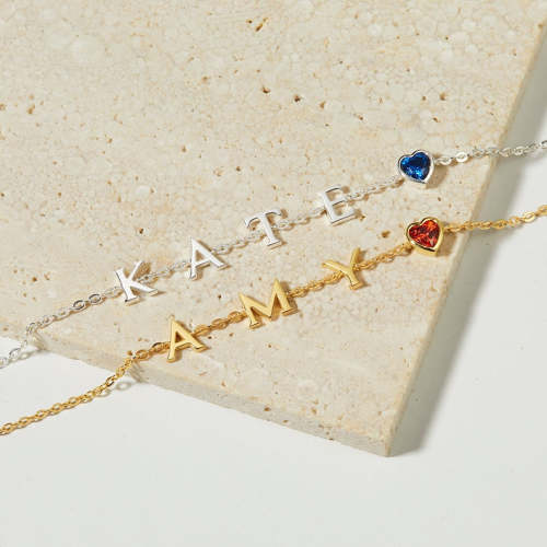Custom Letter Bracelet With Birthstone