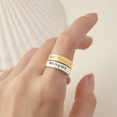 Engraved Handwriting Ring