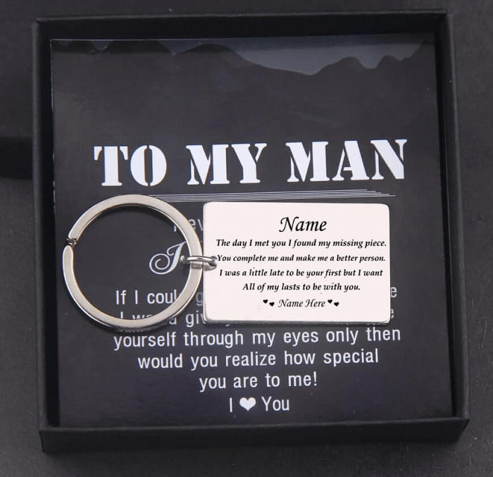 You Complete Me Personalized Engraved Keychain for Him With Gift Box