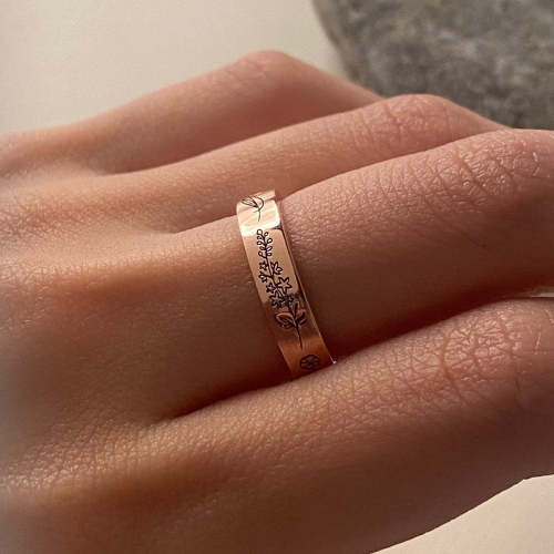 Birth Flower Band Ring