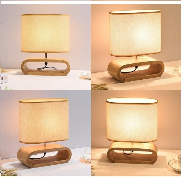 Japanese Linen Cover Wooden Table Lamp