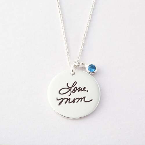 Custom handwritting necklace birthstone